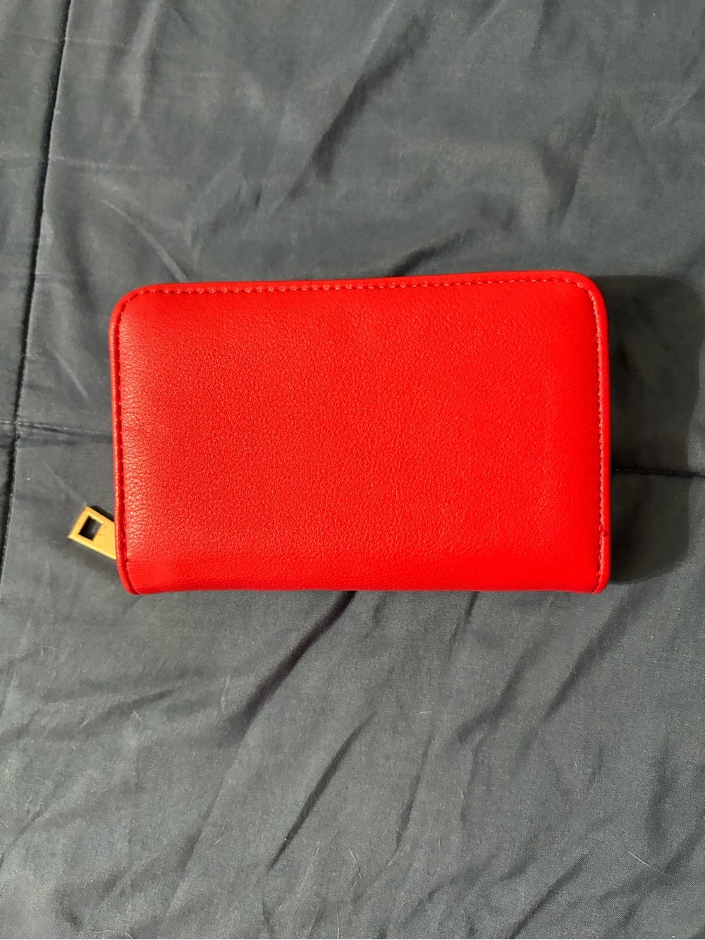 Compact Red Zip Card Wallet